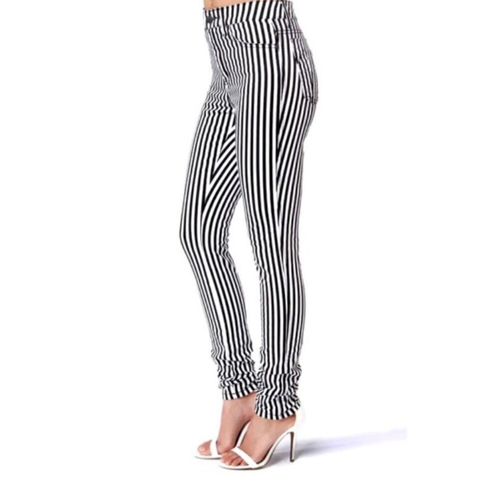 005 Daang Goodman Tripp NYC black white striped skinny denim jean size 25